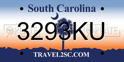 3293KU South Carolina License Plate