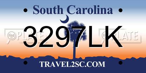 3297LK South Carolina License Plate