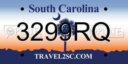 3299RQ South Carolina License Plate