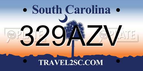 329AZV South Carolina License Plate