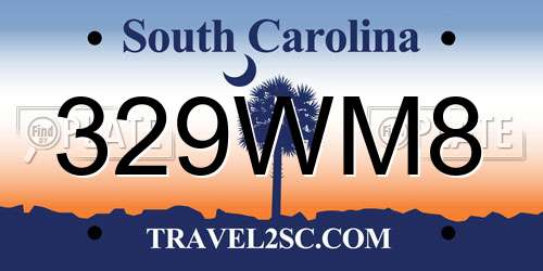329WM8 South Carolina License Plate