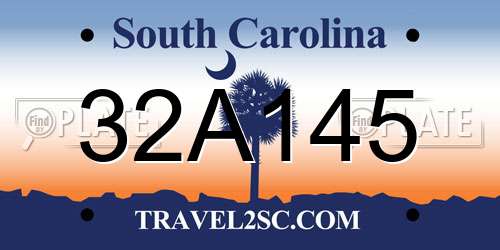 32A145 South Carolina License Plate