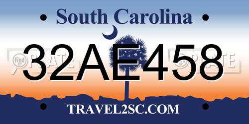 32AE458 South Carolina License Plate