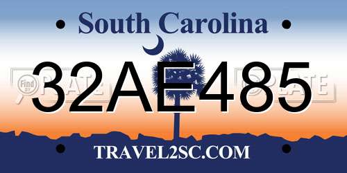 32AE485 South Carolina License Plate