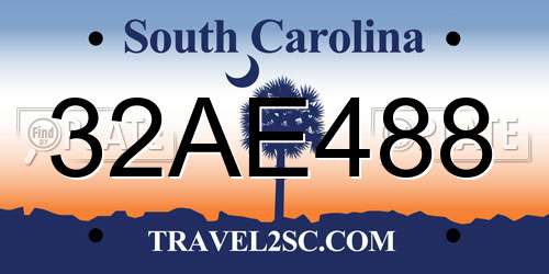 32AE488 South Carolina License Plate