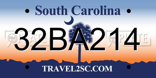 32BA214 South Carolina License Plate