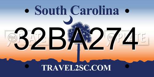 32BA274 South Carolina License Plate