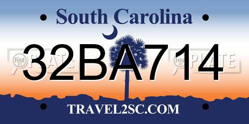 32BA714 South Carolina License Plate