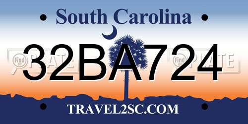 32BA724 South Carolina License Plate