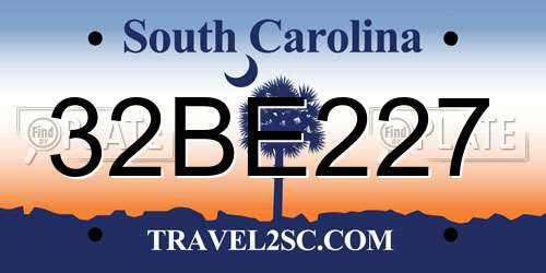 32BE227 South Carolina License Plate