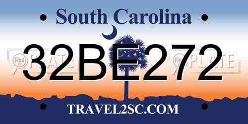 32BE272 South Carolina License Plate