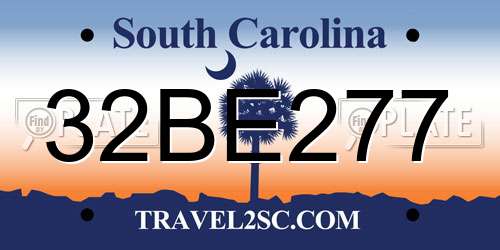 32BE277 South Carolina License Plate