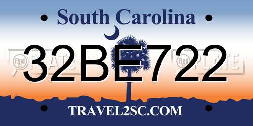 32BE722 South Carolina License Plate