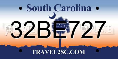 32BE727 South Carolina License Plate