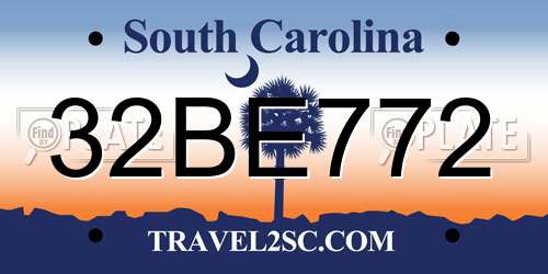 32BE772 South Carolina License Plate