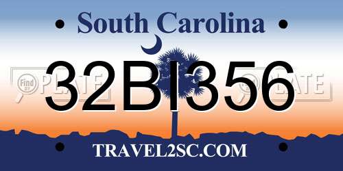 32BI356 South Carolina License Plate