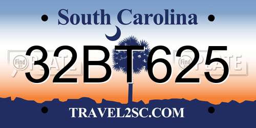 32BT625 South Carolina License Plate