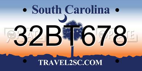 32BT678 South Carolina License Plate