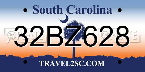 32BZ628 South Carolina License Plate