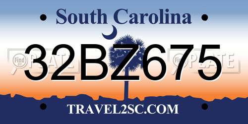 32BZ675 South Carolina License Plate