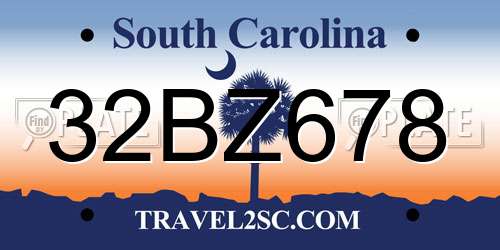 32BZ678 South Carolina License Plate
