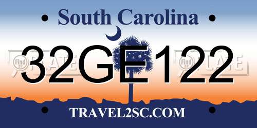 32GE122 South Carolina License Plate