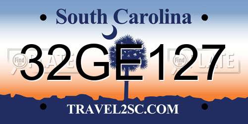 32GE127 South Carolina License Plate
