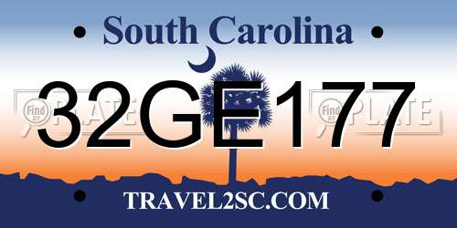 32GE177 South Carolina License Plate