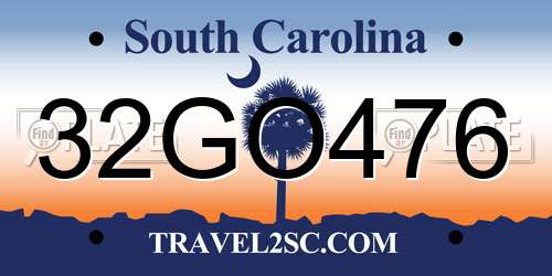 32GO476 South Carolina License Plate