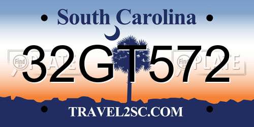 32GT572 South Carolina License Plate