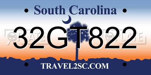 32GT822 South Carolina License Plate