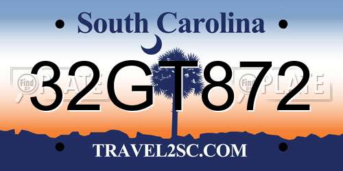 32GT872 South Carolina License Plate
