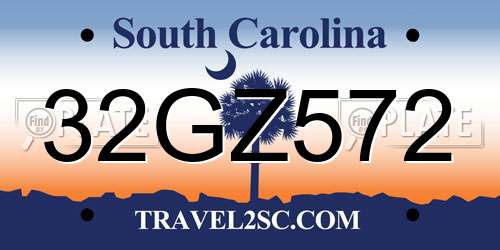 32GZ572 South Carolina License Plate