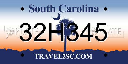 32H345 South Carolina License Plate