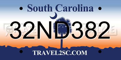 32ND382 South Carolina License Plate