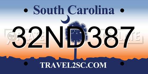 32ND387 South Carolina License Plate