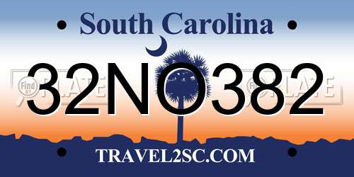 32NO382 South Carolina License Plate