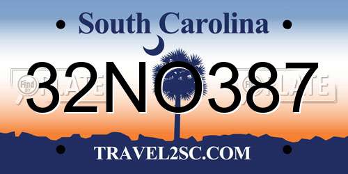 32NO387 South Carolina License Plate
