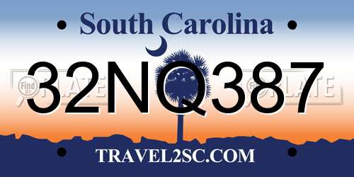 32NQ387 South Carolina License Plate