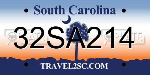 32SA214 South Carolina License Plate