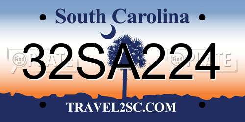 32SA224 South Carolina License Plate