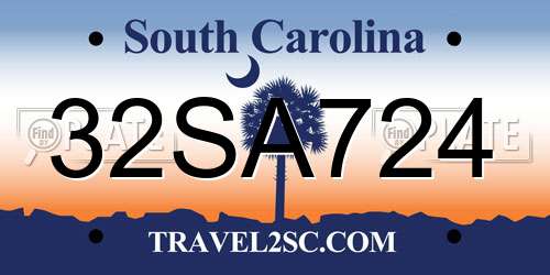 32SA724 South Carolina License Plate