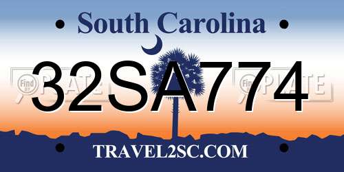 32SA774 South Carolina License Plate