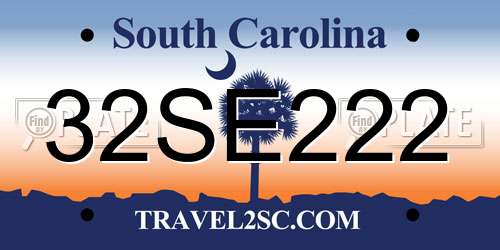 32SE222 South Carolina License Plate