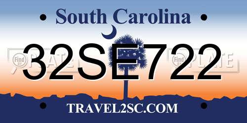 32SE722 South Carolina License Plate
