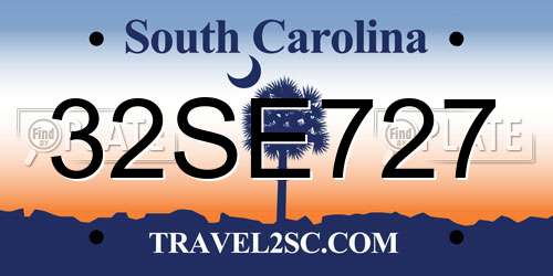 32SE727 South Carolina License Plate