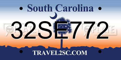 32SE772 South Carolina License Plate