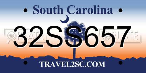 32SS657 South Carolina License Plate