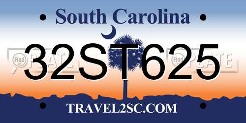 32ST625 South Carolina License Plate