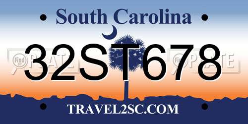 32ST678 South Carolina License Plate